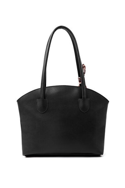 SHAKA Black Shk274 Faux Leather Zippered Single Compartment Hand, Arm and Shoulder Bag with Scarf Gift