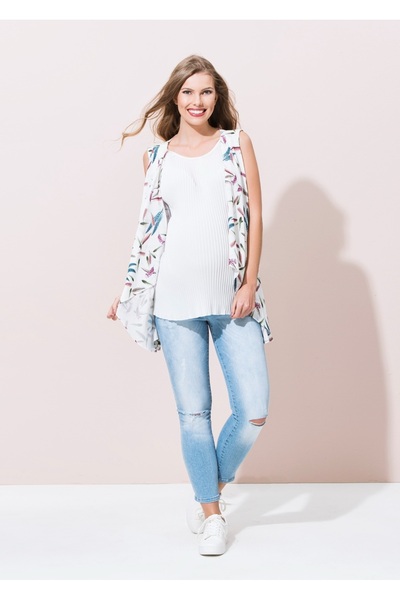 Desen Hamile Giyim White Sleeveless Maternity Blouse