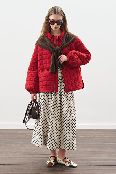 Manuka Polka Dots Waist-Elasticized Skirt Ecru