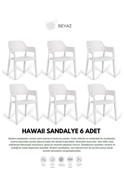 Daim Plastik HAWAİİ KOLLU BAHÇE SANDALYESİ 6 LI SET
