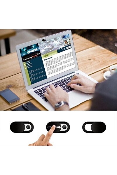 zola Set de 2 huse glisante pentru cameră laptop, autoadezive, plastic, 20x9 mm, negre