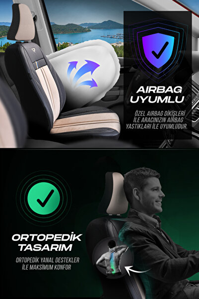 Panda Kılıf Panda Austin Series Velor Cloth Car Seat Cover - Full Set