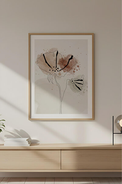 huhuli Ahşap Çerçeveli Soyut Minimalist Tablo Huhu614