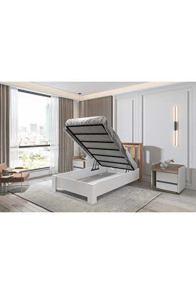 Ninnimo Altay Tek Kişilik Baza Başlık Seti, İkili Set Beyaz Antik Çam