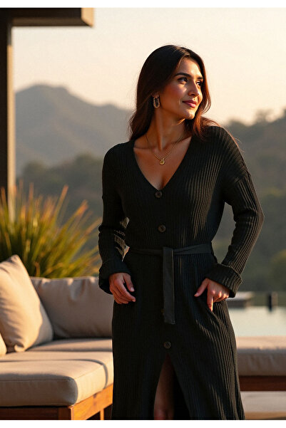 Figl Sweater dress - Button dress - Black dress M1095 size Universal