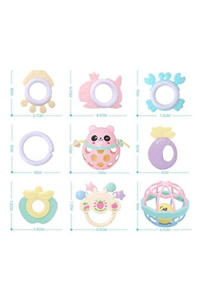 LIXADA 13-Piece Multi-Shaped Baby Rattle Toy Set With Storage Box