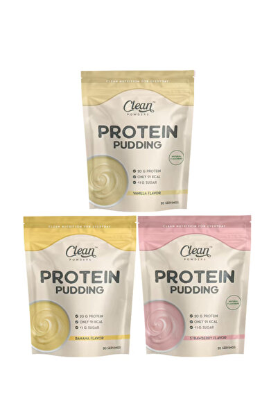 Clean Powders Protein Pudding 500 gr - Vanilya 1 Adet - Muz 1 Adet - Çilek 1 ...