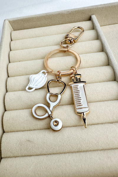 Modex Gold Yellow Stethoscope Degree Figured Bag Accessory Keychain