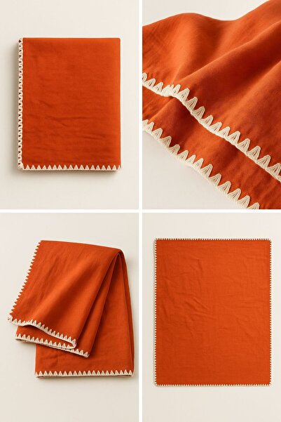 EFU BABY Edge-Embroidered 100% Cotton Double Layer Muslin Baby Cover & Blanket 90X90