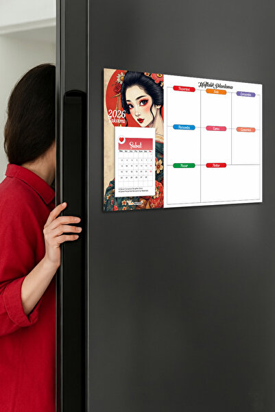 Tieni 2026 Takvimli | Buzdolabı Magnetli Haftalık Planlayıcı | Silinebilir Mıknatıslı Yazı Tahtası |Kd1113