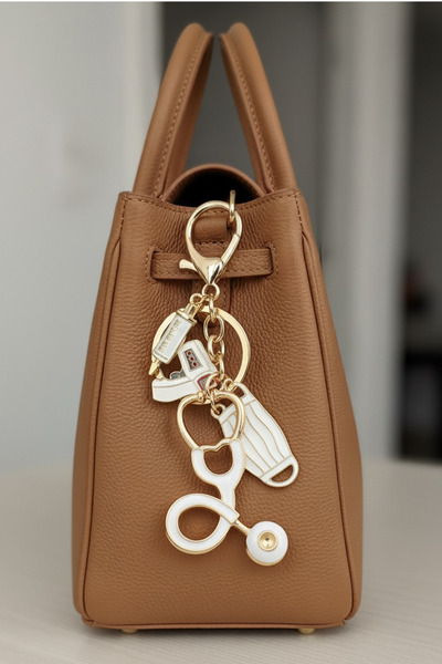 Modex Gold Yellow Stethoscope Degree Figured Bag Accessory Keychain
