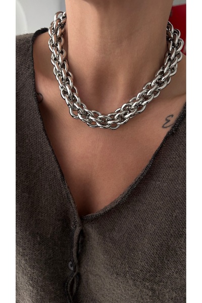 Vi store Steel Silver Hoop Necklace