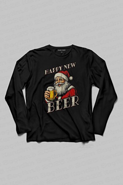 Kendim Seçtim Uzun Kollu Tişört Happy New Beer Yeni Yıl Noel New Year Merry C...