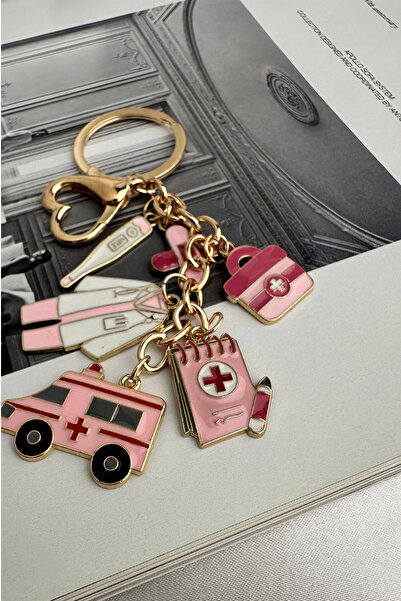 Modex Μπρελόκ με αξεσουάρ τσάντας με θέμα την υγεία του ασθενοφόρου χρυσοκίτρινου χρώματος