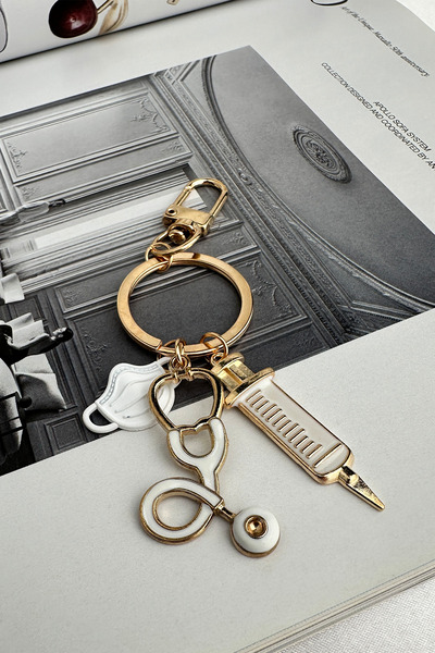 Modex Gold Yellow Stethoscope Degree Figured Bag Accessory Keychain