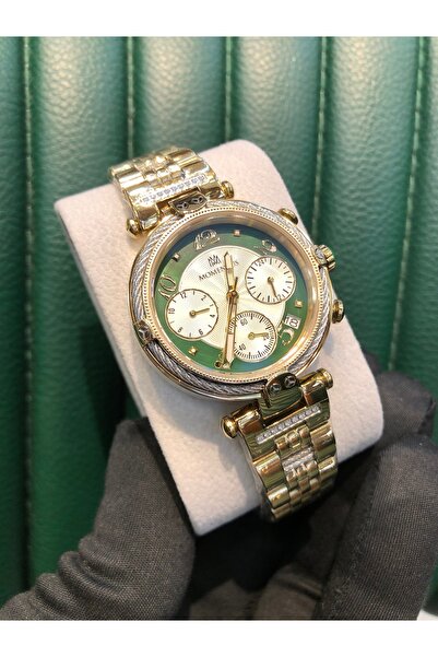 Momentus Women's Waterproof Stone Wristwatch with Steel Calendar Chronometer