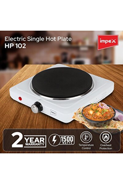 İMPEX HP-102 Electric Single Hot Plate (1500 Watts, White)