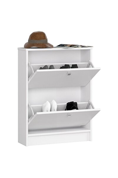 SERSIMO Shoe cabinet with 2 folding doors, 16 mm laminated chipboard, 60x20x80 cm, white