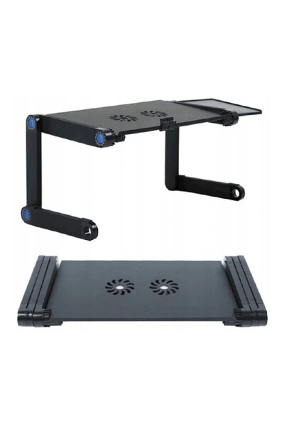 zola Multifunctional laptop stand, mouse holder, adjustable, cooler, black