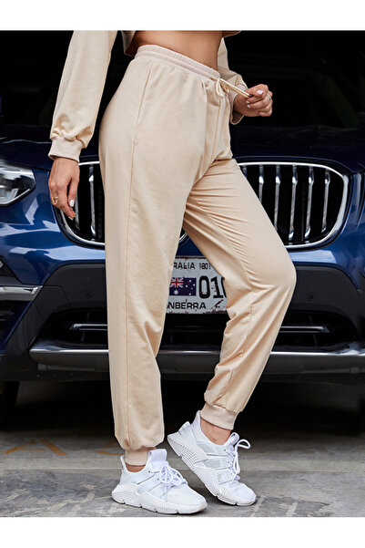 FridayIn Sports Solid color Waist drawstring Pants