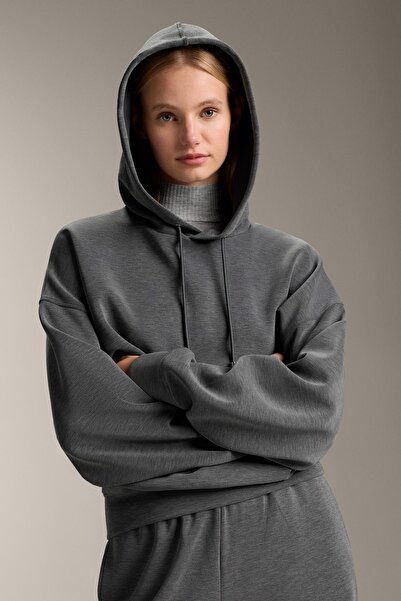Oysho Boxy hooded sweatshirt with brushed modal marl