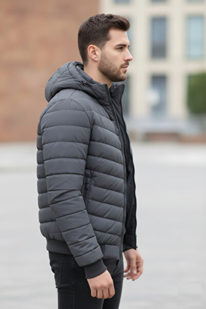 embody Men's Fas jacket with detachable hood, zip pockets grey 88912