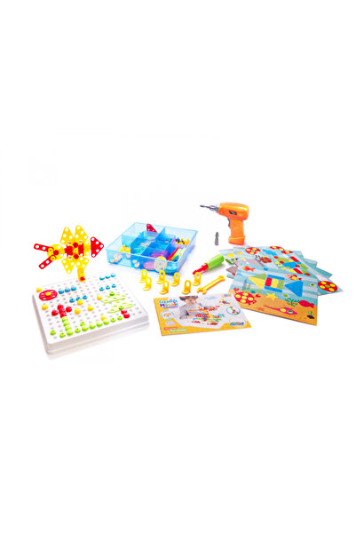 Ikonka Creative set with drill, screws and 261 multi-colored pieces