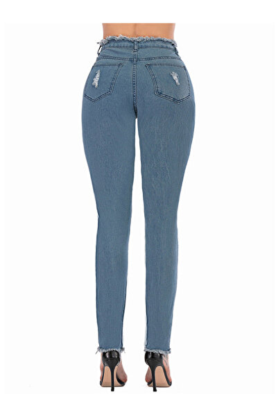 FridayIn Fast fashion Solid color Hollow out Jeans