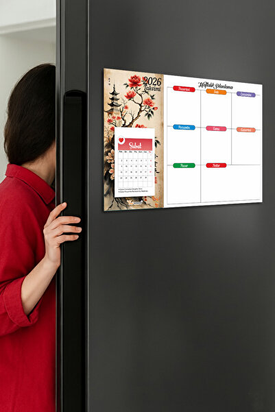 Tieni 2026 Takvimli | Buzdolabı Magnetli Haftalık Planlayıcı | Silinebilir Mıknatıslı Yazı Tahtası |Kd1114