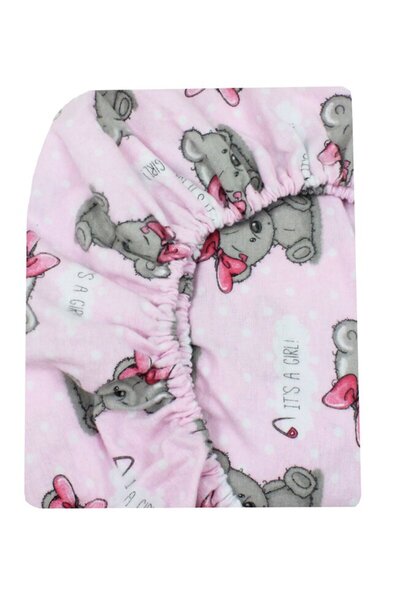 PRICHINDEL Cearșaf pentru pătuț, Prichindel, flanel, „Este o fată”, roz, 120x...