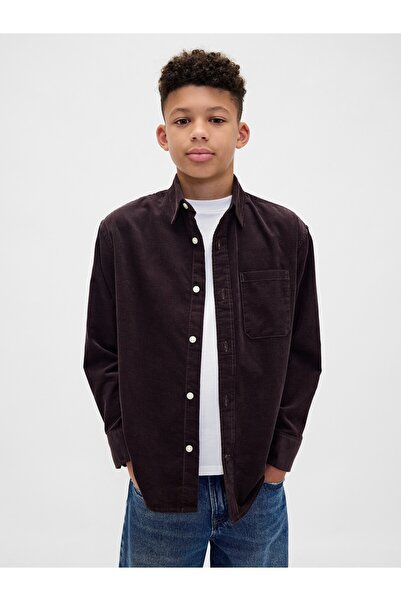 GAP Erkek Çocuk Kahverengi Relaxed Kadife Gömlek