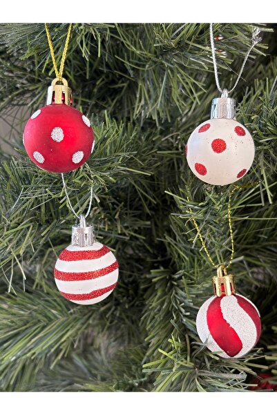 Mini Tasarım Atölyem Christmas Tree Decoration Colorful Balls Red White