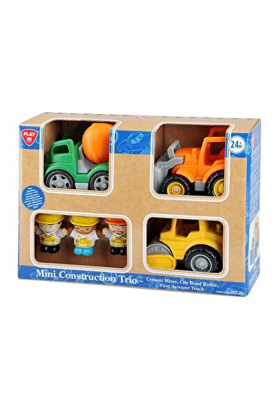 Play Go ثلاثية بناء صغيرة (مدحلة طرق المدينة، أول خلاطة أسمنت، أول شاحنة سكوبر)