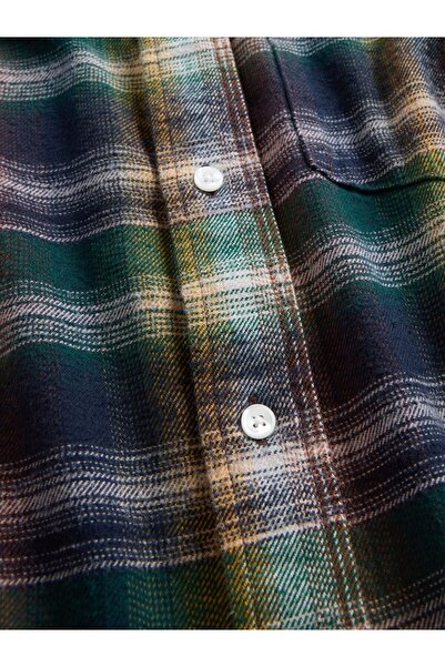 GAP Erkek Yeşil Organik Pamuk Relaxed Flannel Gömlek