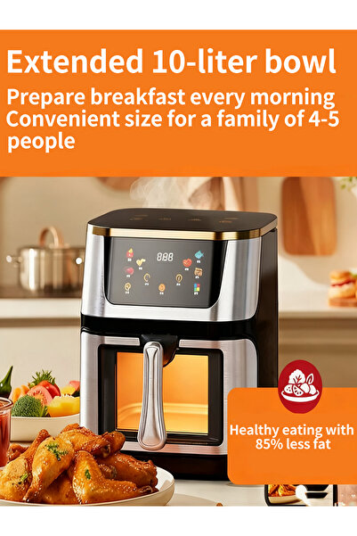 OEM 10L Digital Air Fryer - 1400W Fast Cooking, Crispy Roasting & Baking | Easy-to-Clean, Black