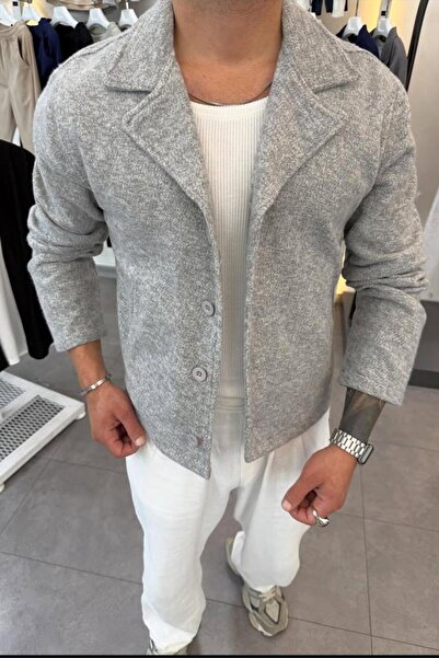 mass plus Slimfit Collared Button Closure Unlined Side Pocket Cashmere Jacket