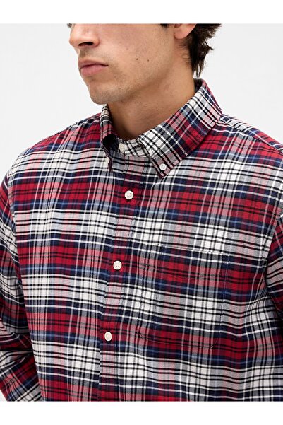 GAP Erkek Mavi Kareli Oxford Gömlek