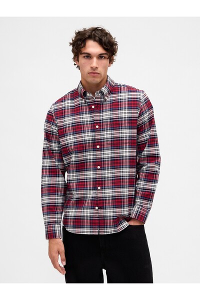 GAP Erkek Mavi Kareli Oxford Gömlek