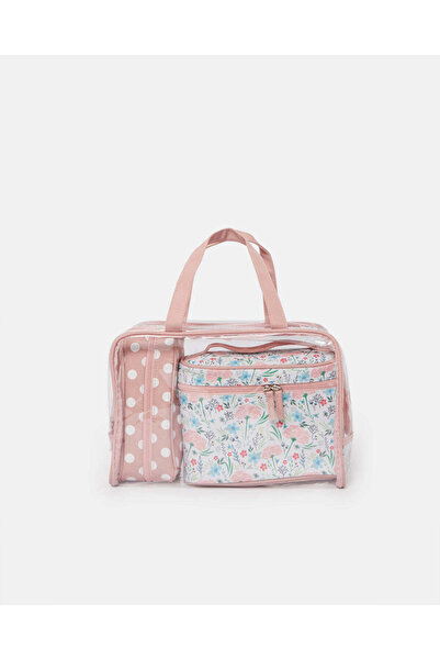 REDTAG مجموعة حقائب مستحضرات التجميل باللون الوردي (3 قطع)