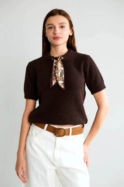 cemo Basic Half-High Neck Short Sleeve Cashmere-Look Knitwear