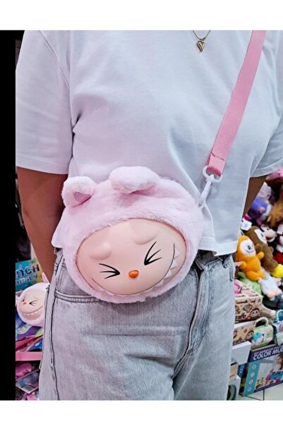 OEM Geantă de Umar din Plus pentru Copii, Model Labubu 25x25 cm, Curea Reglabilă, Pufoasă și Ușoară