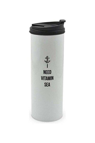 Lit أحتاج إلى فيتامين البحر مرساة بحرية مضحكة ذات طابع شاطئي مع غطاء أبيض/أسود