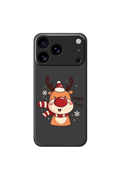 REDz Accessories Christmas Reindeer Case, Happy time, For iPhone 17 Pro Max, Camera protection, Silicone, Black