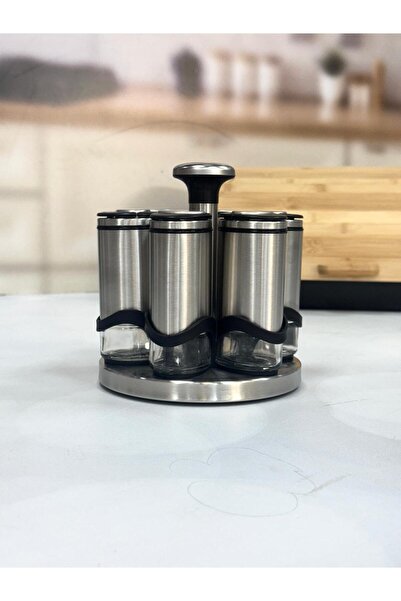 AROW Basil 7 li 115 Ml Döner Standlı Baharat Seti TKEBT İNOX