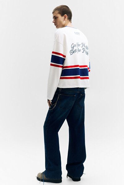 Pull & Bear Numaralı panelli hokey tişörtü