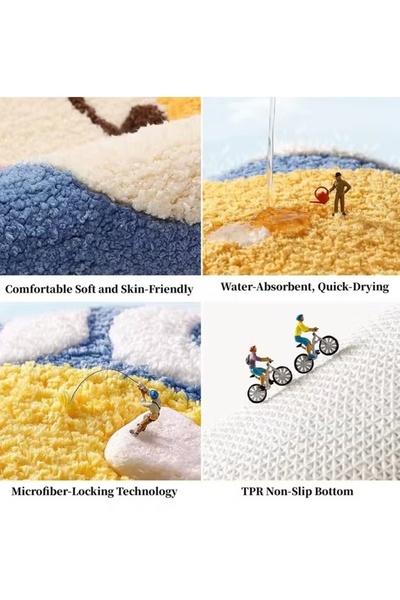 Generic Bath Mat 50x80cm Bathroom Rug Mat Non-Slip Area Rug Bath Carpet Absorbent Floor Mat Machine Washable