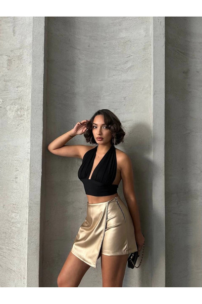 Zerenyus Stone Shorts Skirt Leather Gold