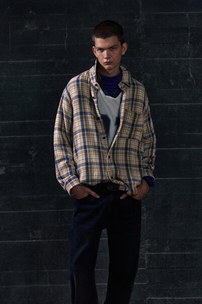 Pull & Bear Ekose Ön Cepli Gömlek