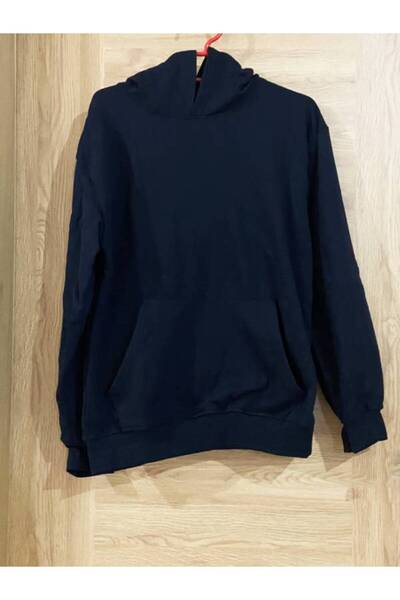 EDWOL Dreams Come True Written Dtf Printed Unisex Long Sleeve Sweeattshirt with Fleece Inside and Pockets Navy Blue