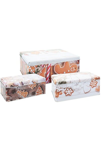 NN Set of 3 storage boxes, cookie pattern, Multicolor